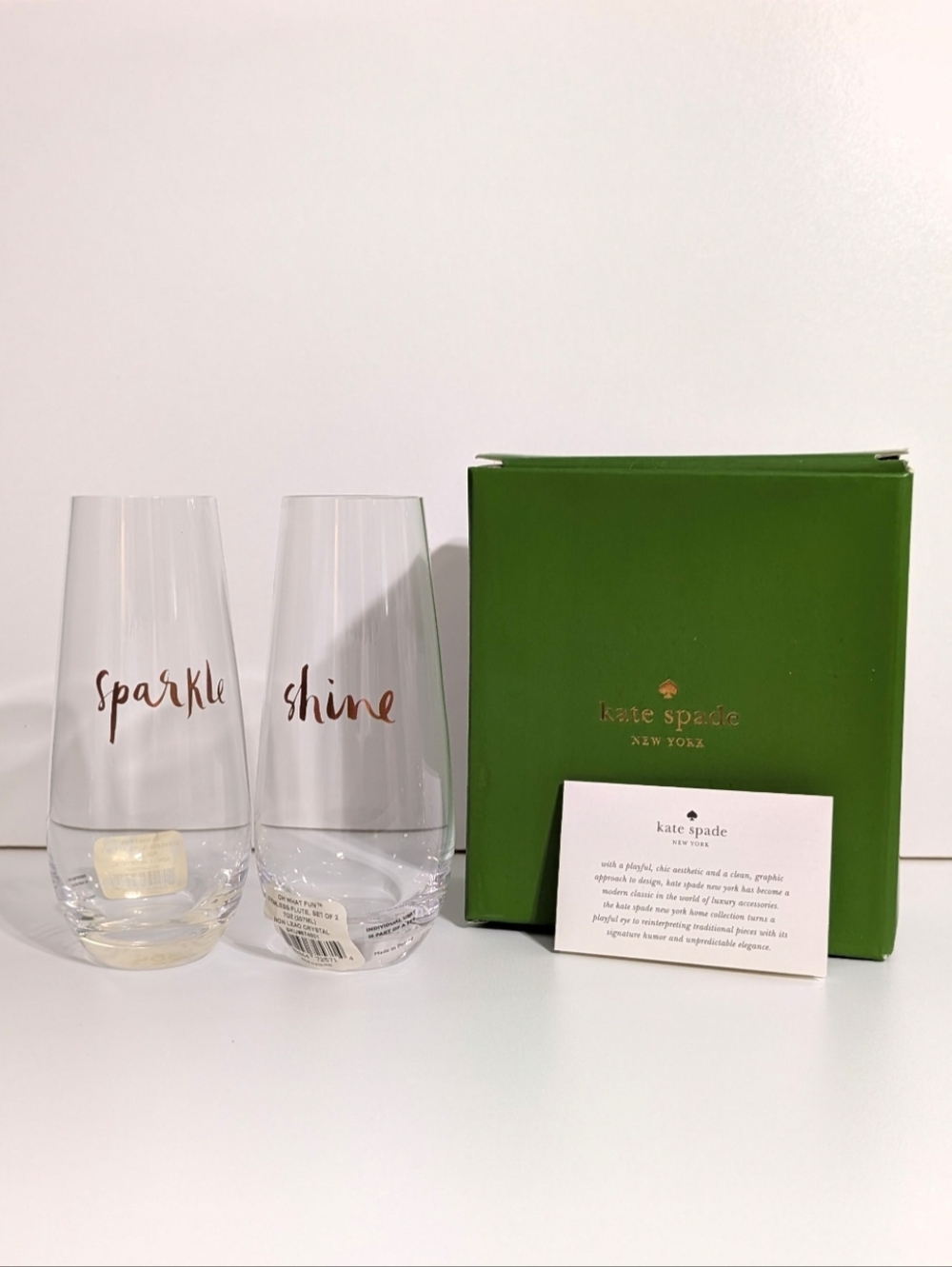 Kate Spade x Lenox Sparkle and Shine Stemless Flutes with Gold Script